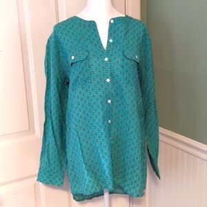 Van Heusen Teal Button Down Long Sleeve Dress Shirt Large